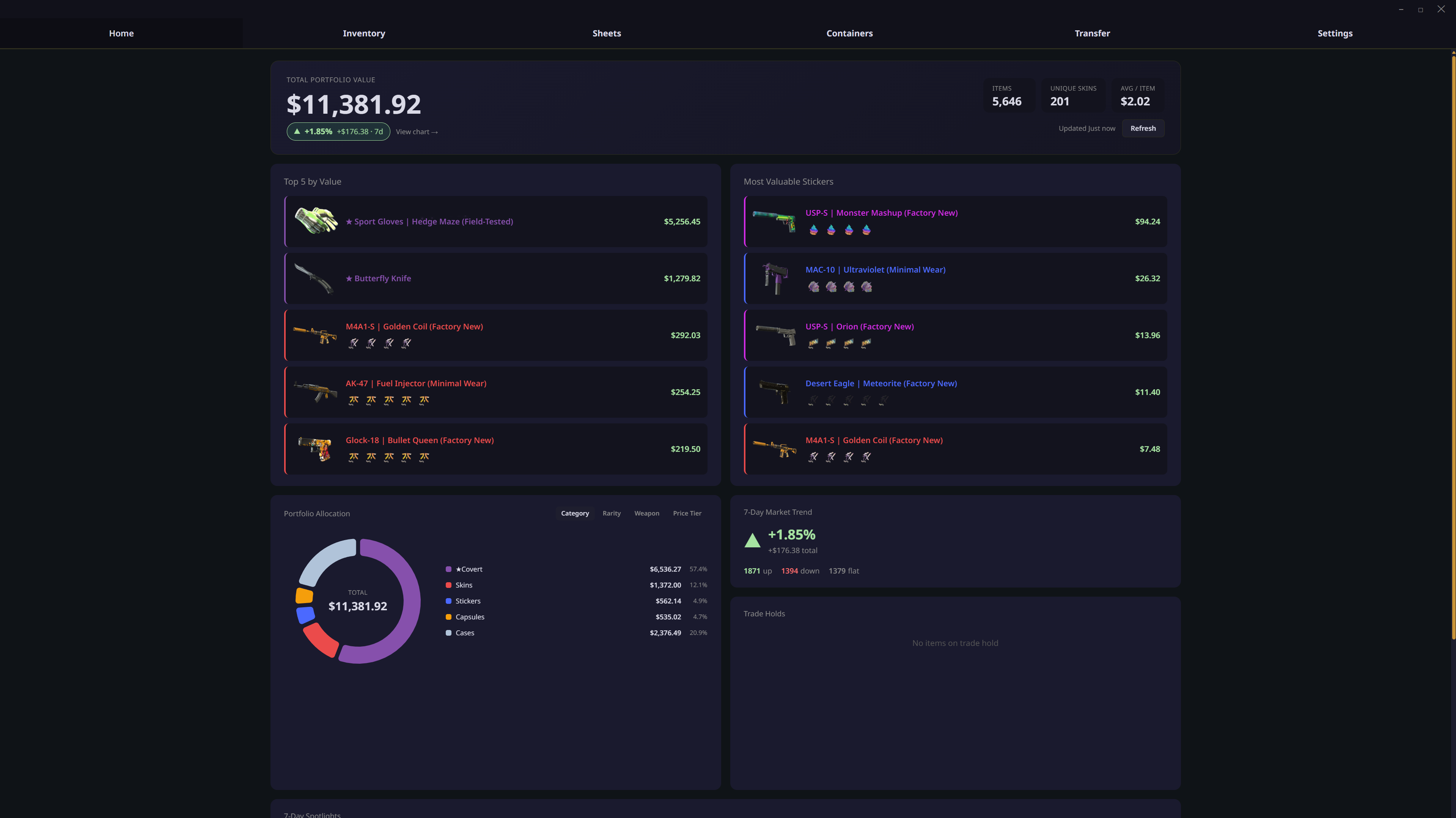 CounterSheets dashboard